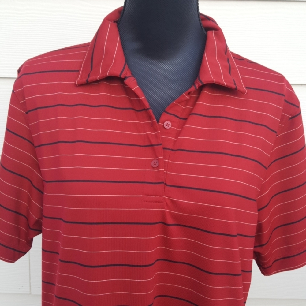 VTG Golf Polo Oxblood Red Striped Shirt (XL)